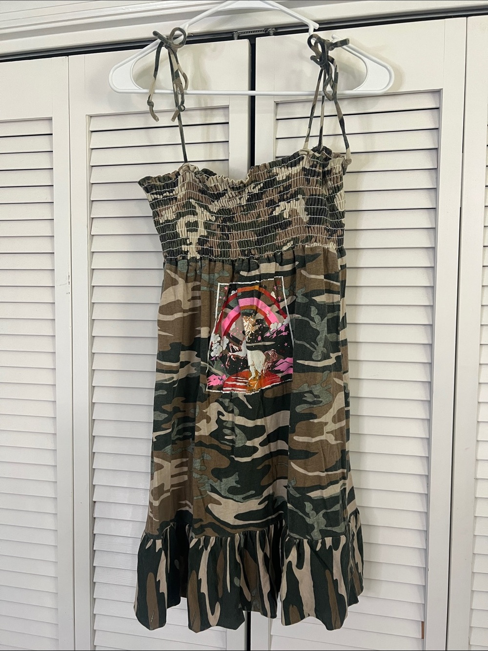 Camo Strapless Sundress with Tie Straps